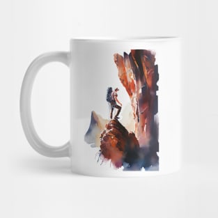 Rock Climber Watercolor Painting Mug